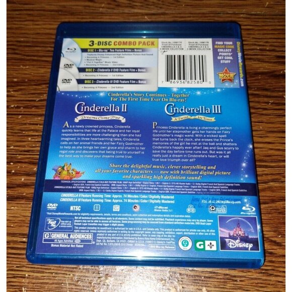 Cinderella II & III Movie Collection (Blu-ray/2 DVDs, 2012, 3-Disc Set) - Picture 4 of 4